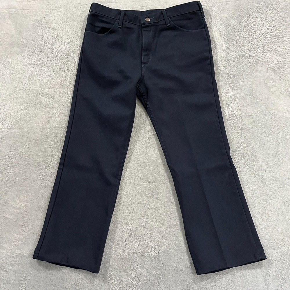 Vintage Wrangler Pants Mens 36x30 (fit 33x28) Navy Blue Preppy Straight 90s USA